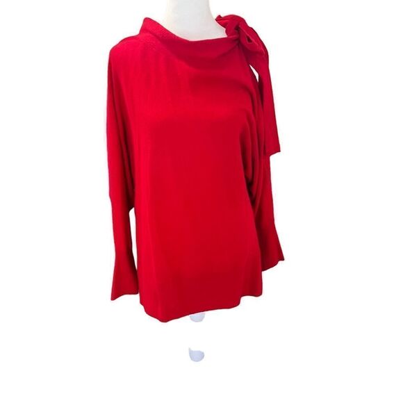Club Monaco Red Tinashe Cowl Neck Cold Shoulder Tie Sweater NWT - Picture 2 of 14